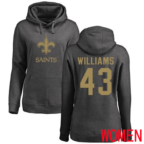 New Orleans Saints Ash Women Marcus Williams One Color NFL Football #43 Pullover Hoodie Sweatshirts->nfl t-shirts->Sports Accessory